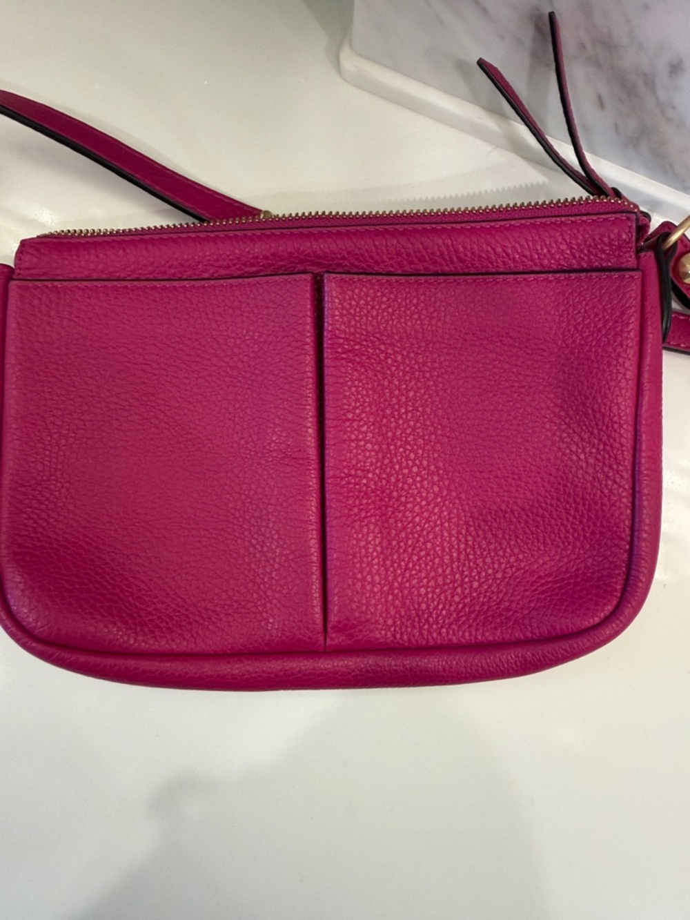 Annabel Ingall Fuchsia Leather Crossbody Wristlet
